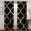 2pcs Black Abstract Geometric Pattern Thin Curtains for Living Room Bedroom Home Decor 3D Digital Printing Curtains Grommet Top