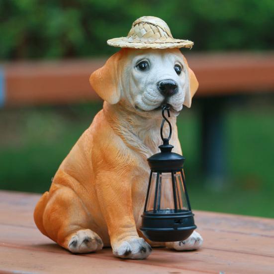 Солнечный садовый светильник из смолы в виде щенка с солнечным светодиодным фонарем, наружный декор, устойчивый к погодным условиям