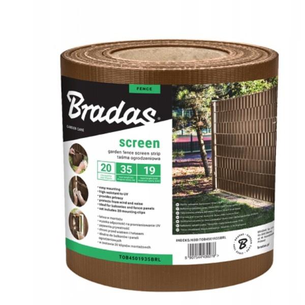 Balcony Fence Tape Brown 19cm x 35m + Bradas Clips 0278