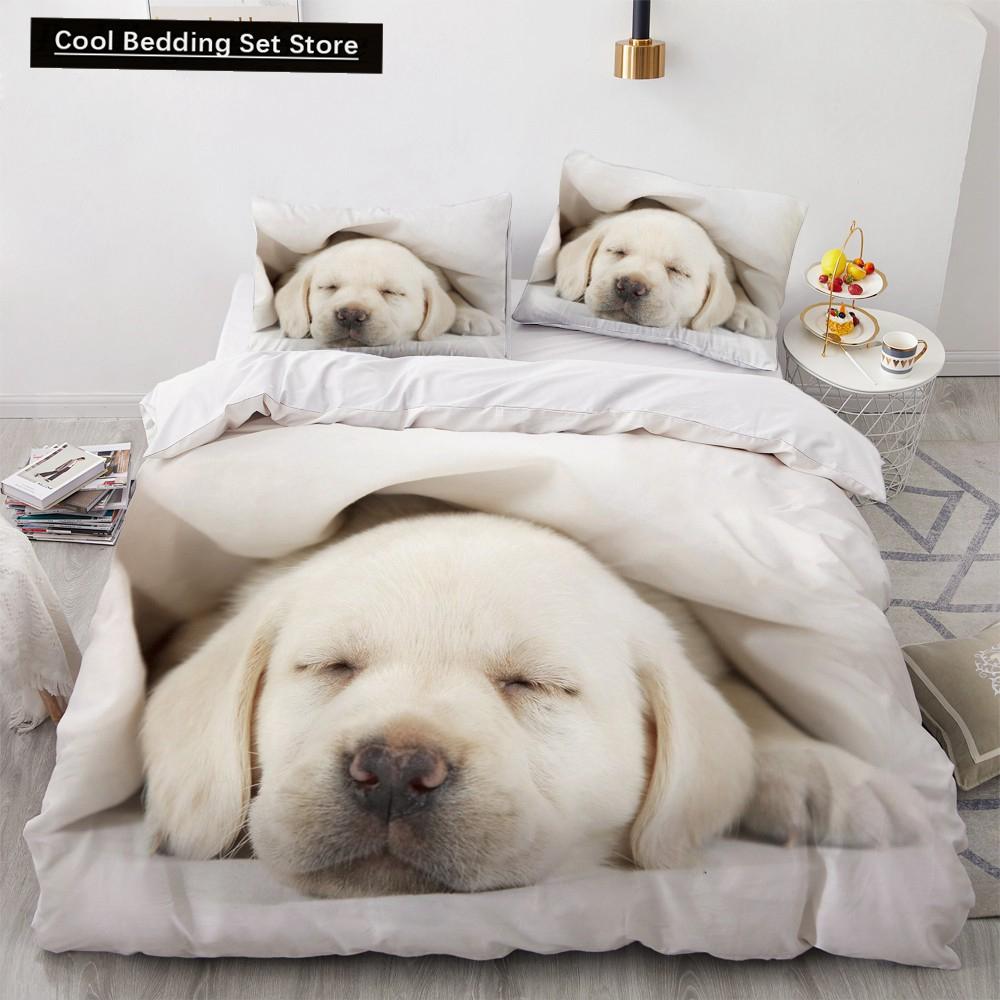 Animal Dog Duvet Cover King Queen Size Kids Cute Pet Puppy Them Bedding Set Corgi Golden Retriever 2/3pcs Polyester Quilt Cover
