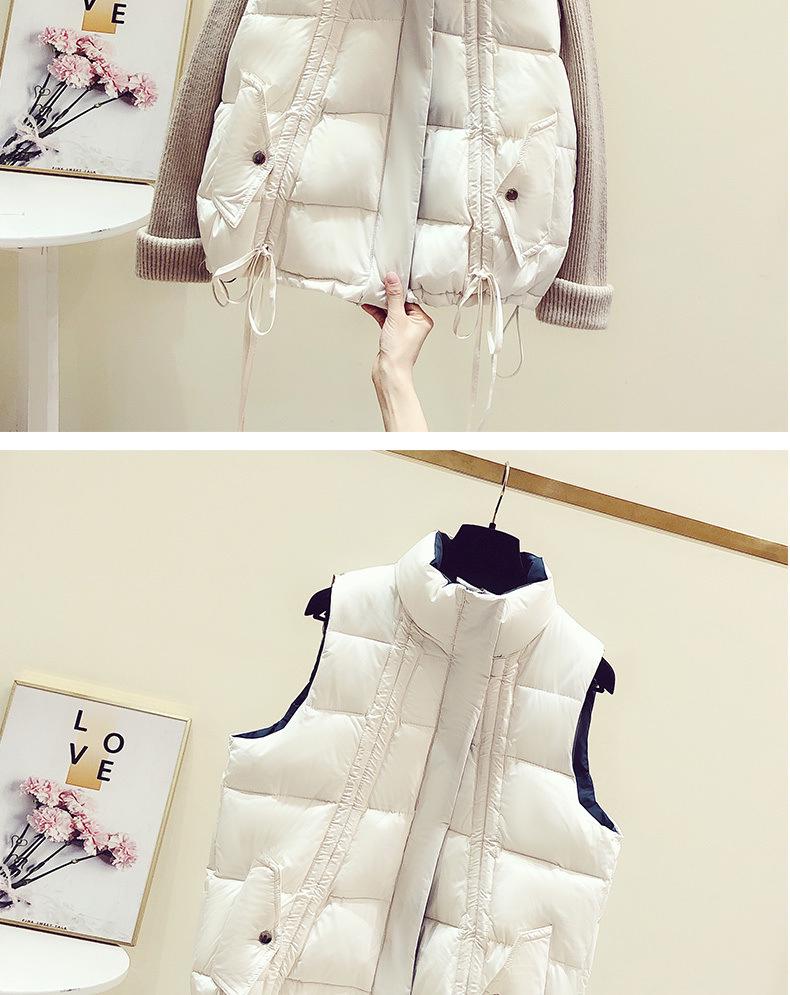 2024 Women's Short Slimming Sleeveless Down Vest - Korean Style, Autumn/Winter