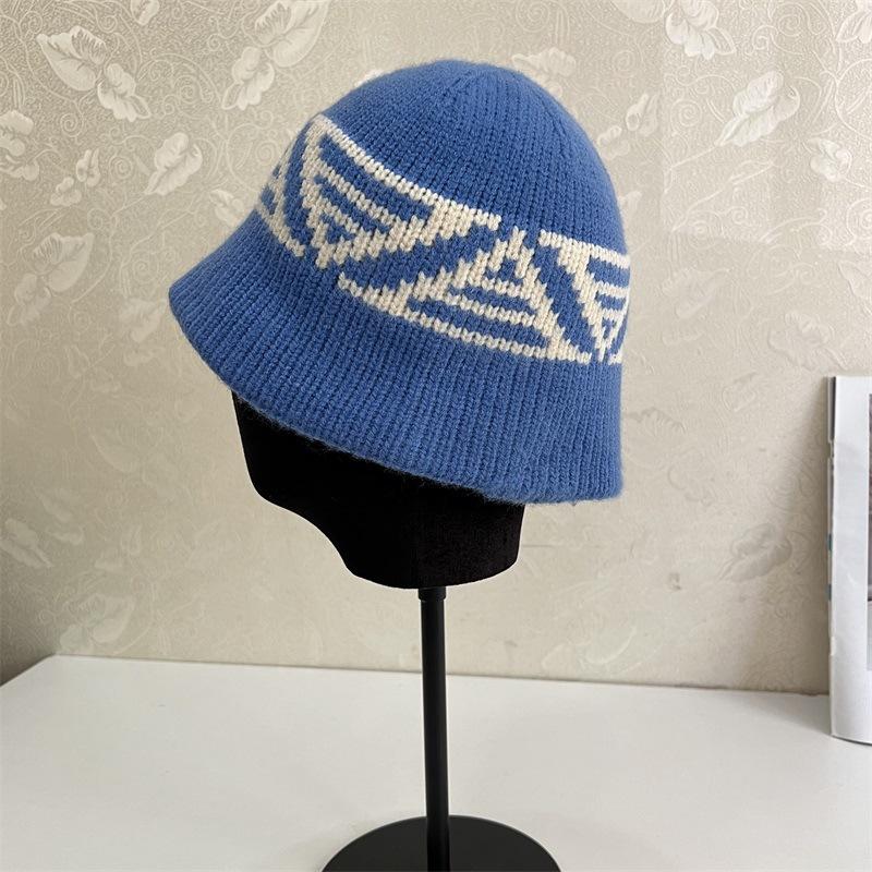 Fashion Commuter Milliner Autumn and Winter New Wool Knitted Bucket Hat Basin Hat Warm Bucket Hat
