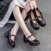 GKTINOO 2025 Spring New Lolita Genuine Leather Shoes Sweet Round Toe Thick Heel Wrinkled Women's Shoes