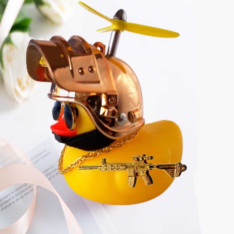 Motor Accessories Yellow Duck Ornaments with Helmet for Bike Without Lights Auto Accessories Duck In The Car Interior Decoration
