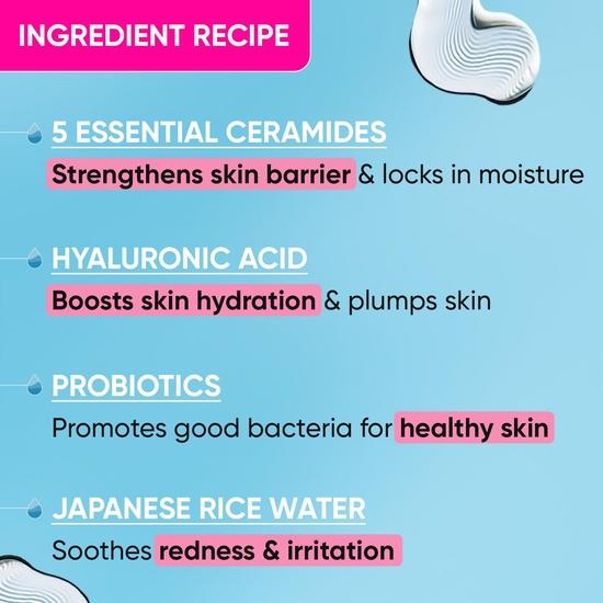 Увлажняющий крем Dot & Key Ceramides с гиалуроновой кислотой для интенсивного увлажнения и укрепления кожи | С пробиотиками и рисовой водой | 100 г