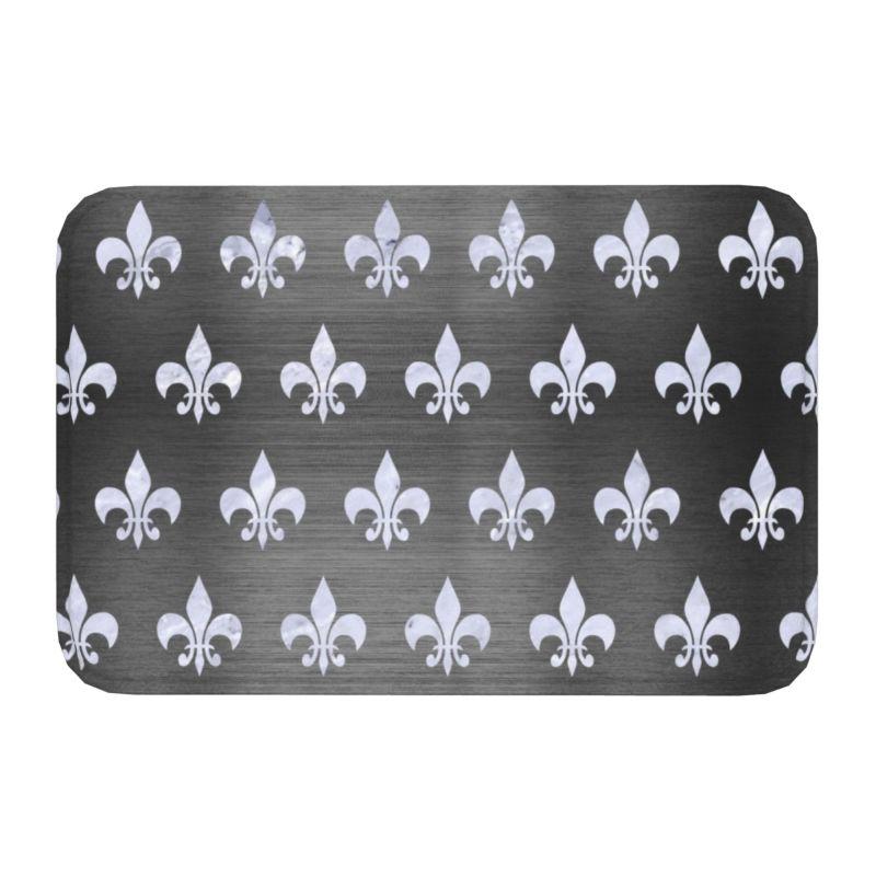 Chic Fleur De Lis Front Door Floor Entrance Mats Outdoor Fleur-de-lis Lily Flower Kitchen Bathroom Doormat Garage Carpet Rug