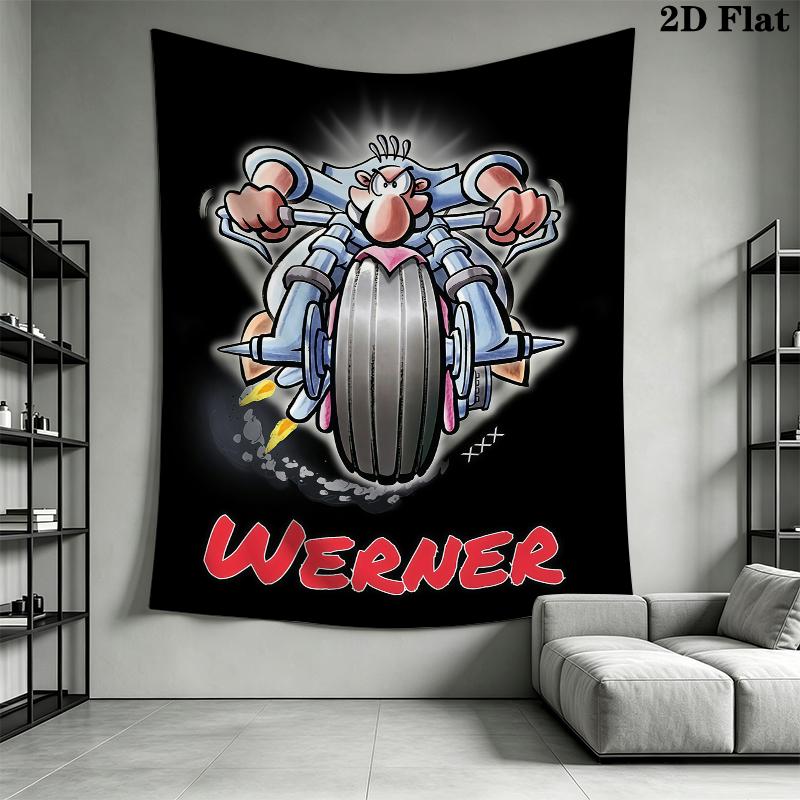 Werner Comic Wall Tapestry Aesthetic Wall Hanging Printed Fabric Blanket Decorative Tapestries for Bedroom Living Room Home Decor