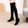 Elegant Heeled Women's Long Boots Pointed Toe Heels Fashion 2024 Ladies Knee High Shaft Shoes Large Size Warm Winter Novelty Pu