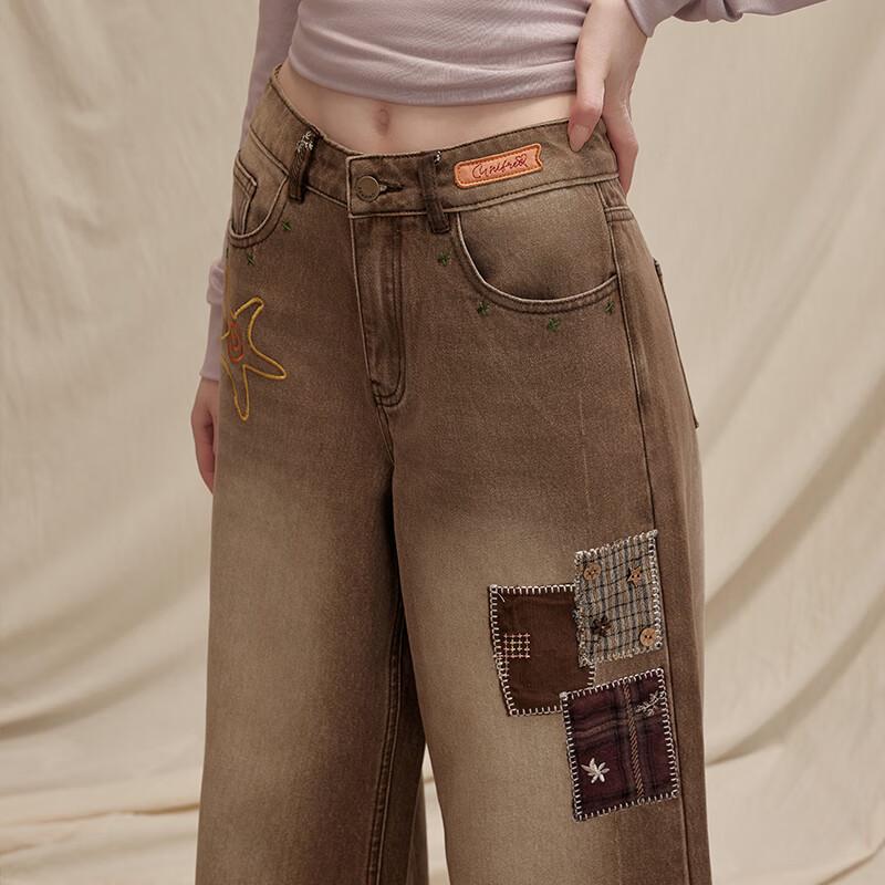 unifree Women's Washed Loose Straight-Leg Jeans