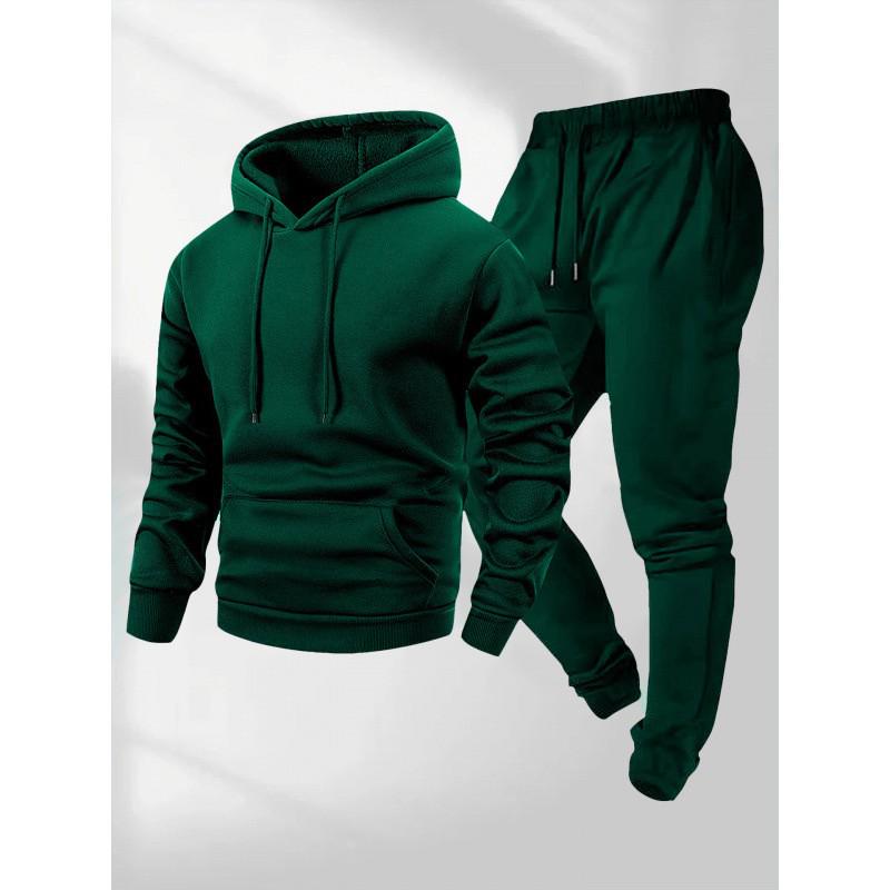 Спортивный костюм-худи и штаны для мужчин, 250 г, модный, однотонный