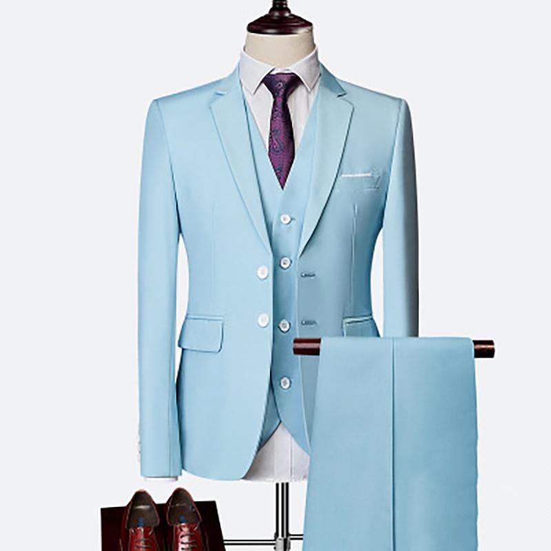 Black Grey Blue Wedding Suits Men Elegant Blazers Set Three Pieces Luxury Business Formal Vest Pants Full Coats Jackets