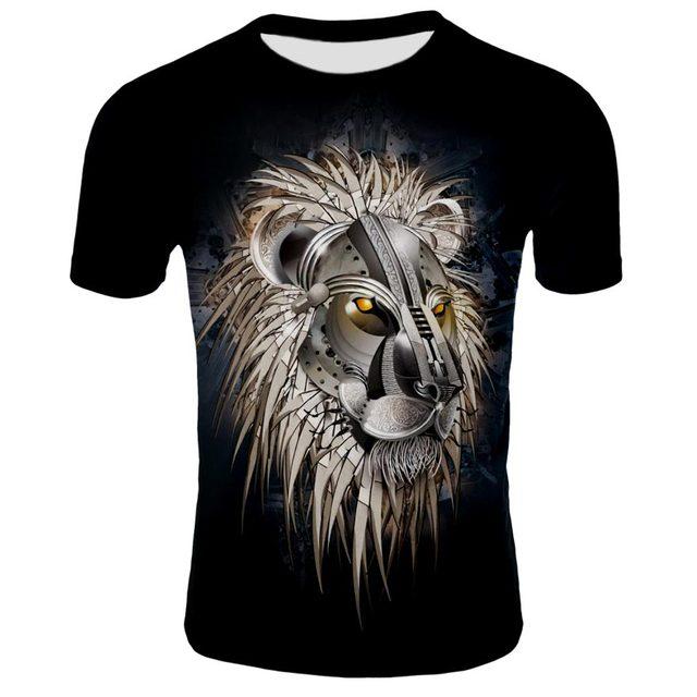 New Cool Lion Graphic 3D Men's T Shirt Unisex Fashion Animal Oversized Shirt O'Neck Breathable Short Sleeve Casual Tops & Tees