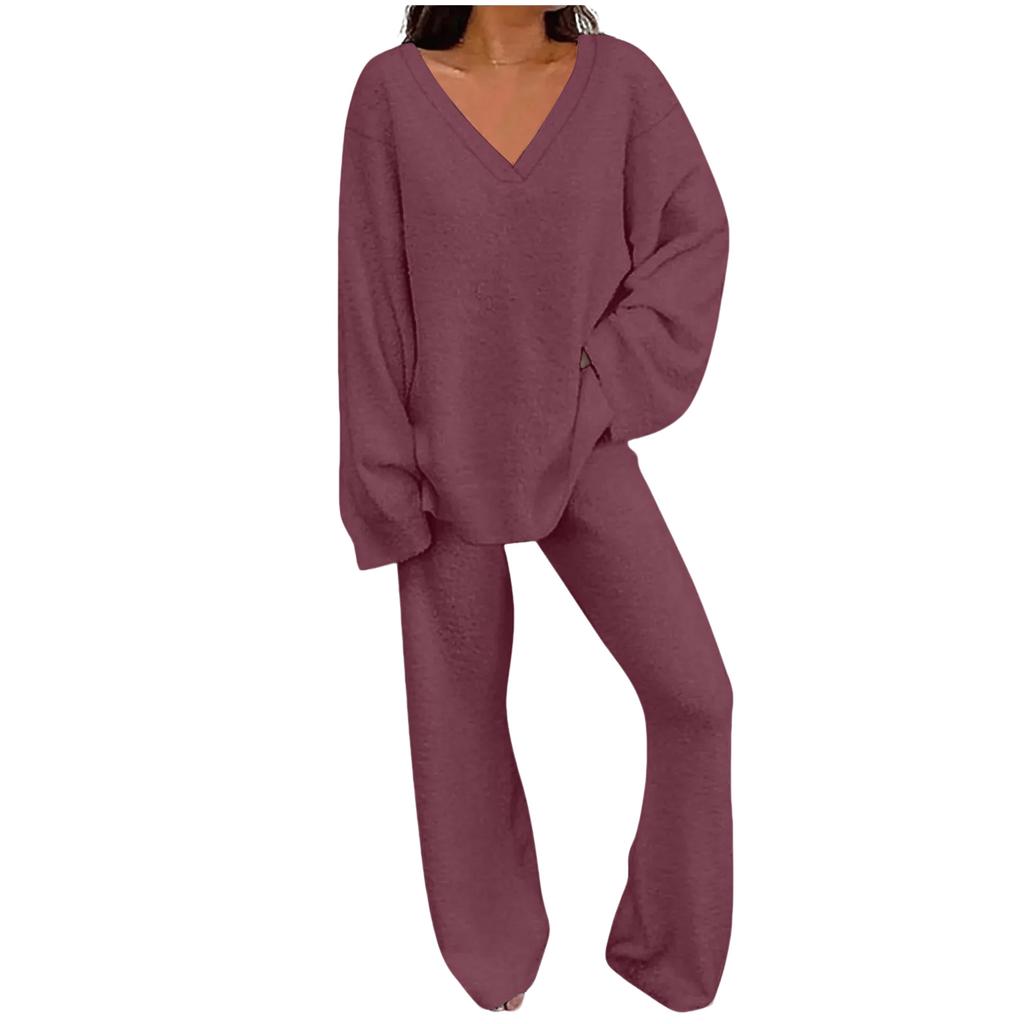 Женский повседневный модный удобный комплект топов и брюк для дома, теплый пижамный набор