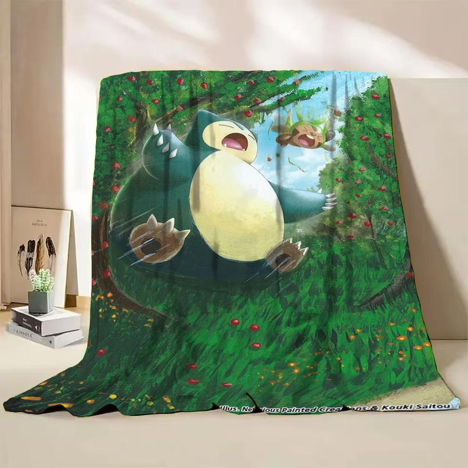 Фланелевое пушистое флисовое одеяло Pokemon Snorlax для дома, спальни, кровати, дивана, офиса, детское покрывало, взрослое мягкое одеяло, милый подарок для ребенка