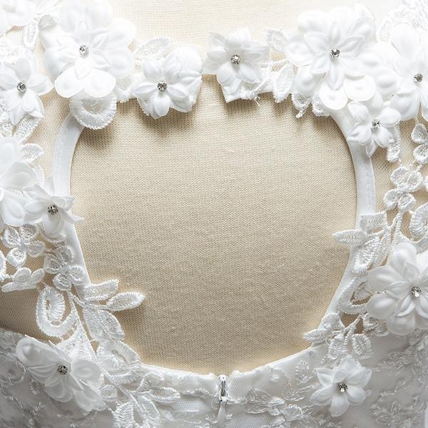 Kids Flower Girl Dress Baby Girls Lace Formal Princess Pageant Wedding Birthday Party White Bridesmaid Dresses Tea Length