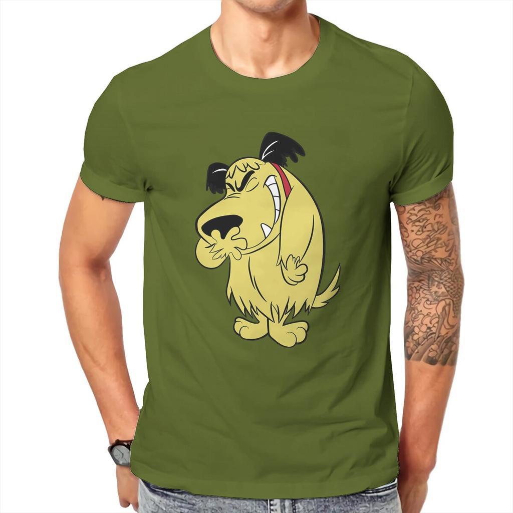 Muttley T Shirt for Men Cotton Vintage TShirt Wacky Races Mutley Cartoon Laughing Dog Tee Shirt Short Sleeve Tops Printed