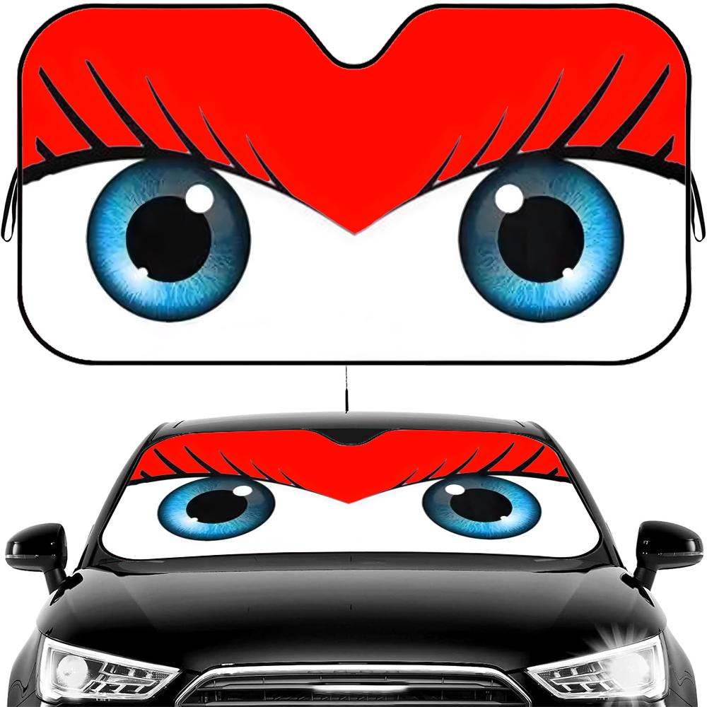 Cute girl car eyes Sun Visor Car Windshield Sun Shade Front Window Sunshade UV Block Heat Insulation Cover Parasol