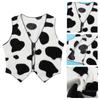 Unisex Kids Boys Girls Fancy Dress-up Flannel Sleeveless Printed Cosplay Theme Party Vest Waistcoat