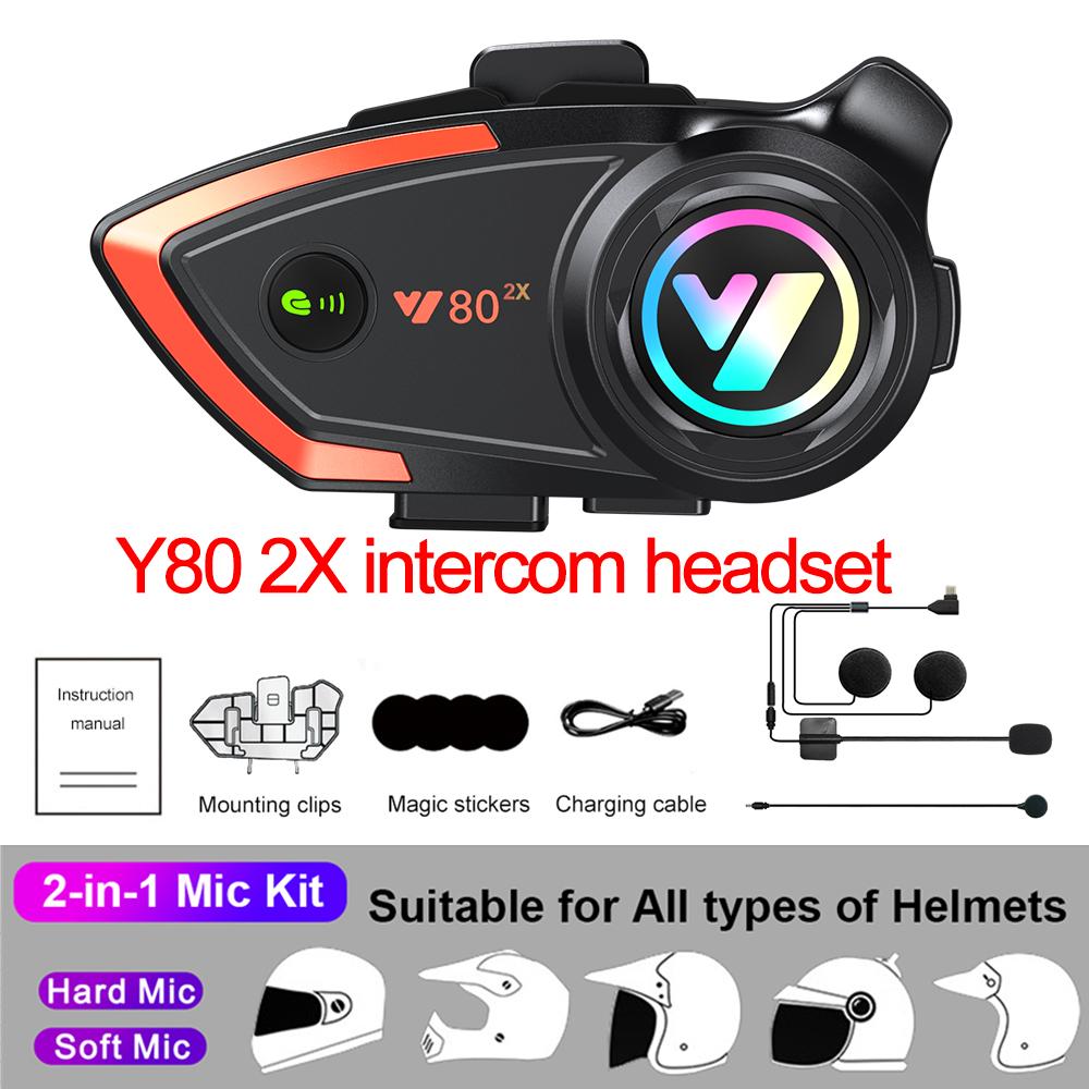 Y80 2X мотоциклетный шлем интерком Bluetooth гарнитура V5.3 Hands Free вызов беспроводной шумоподавление водонепроницаемый 1000M интерфон