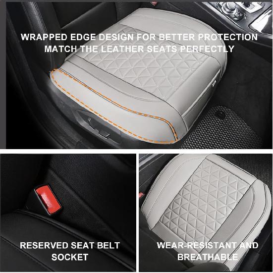Augeny Car Front Bottom Seat Cover, Leather Auto Front Seat Full Wrap Protection Cushion, Anti-Slip Seat Cover Pad Fit for 95% Vehicles, Universal