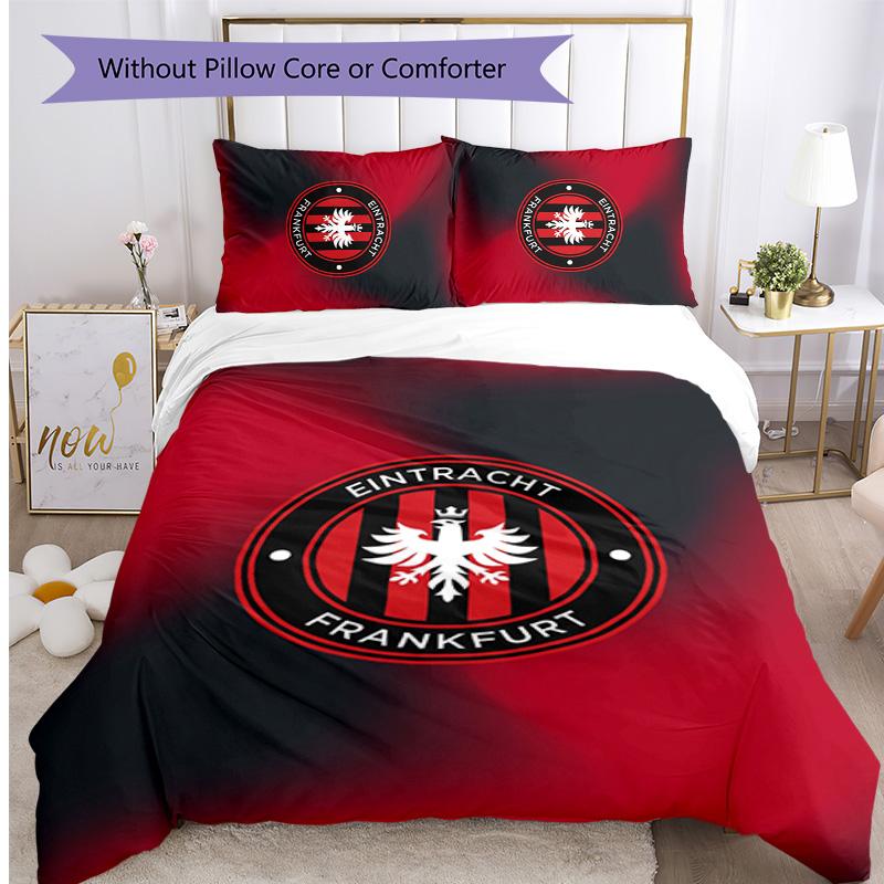 Eintracht Frankfurt Football Printed 3 Pieces Bedding Set, Comfortable Skin Friendly Bedroom Duvet Cover Set