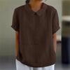 Loose Collar Shirt, Women's Short Sleeved Pure Cotton Top