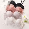 Rabbit ears thin big bra showing small breasts underwear women's white lace sexy gathering summer bra set