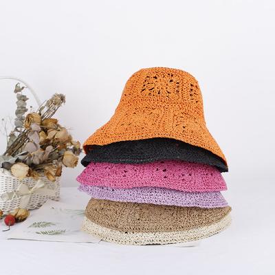 Женские соломенные шляпы, вязаная крючком шляпа, шляпа-ведро, защита от ультрафиолета, козырек от солнца, пляжные шляпы, женские козырьки, складные женские летние шляпы от солнца