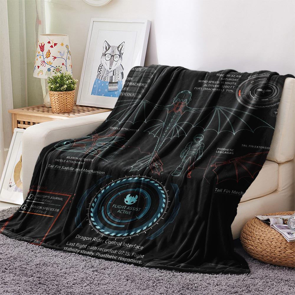 1PC How Train Dragon Patterned Flannel Blanket Suitable For All Seasons For Home Decor Warmth And Comfort Gifts Holiday Present