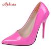 Fashion Aphixta New 4.72Inch Super High Stiletto Heels Patent Leather Women Pumps Colorful Officia Pointed Toe Shoes Plus Big Size 49 50