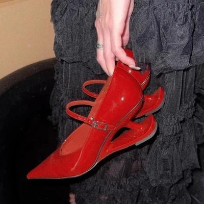 Модные винтажные туфли Мэри Джейн на подвесном каблуке, женские туфли-лодочки с острым носком на высоком каблуке, демисезонные формованные туфли