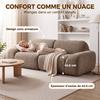 3 Seater Chenille Sofa 244 Cm Modern Living Room Sofa Wide Seat And Armrests Pocket Springs Light Brown