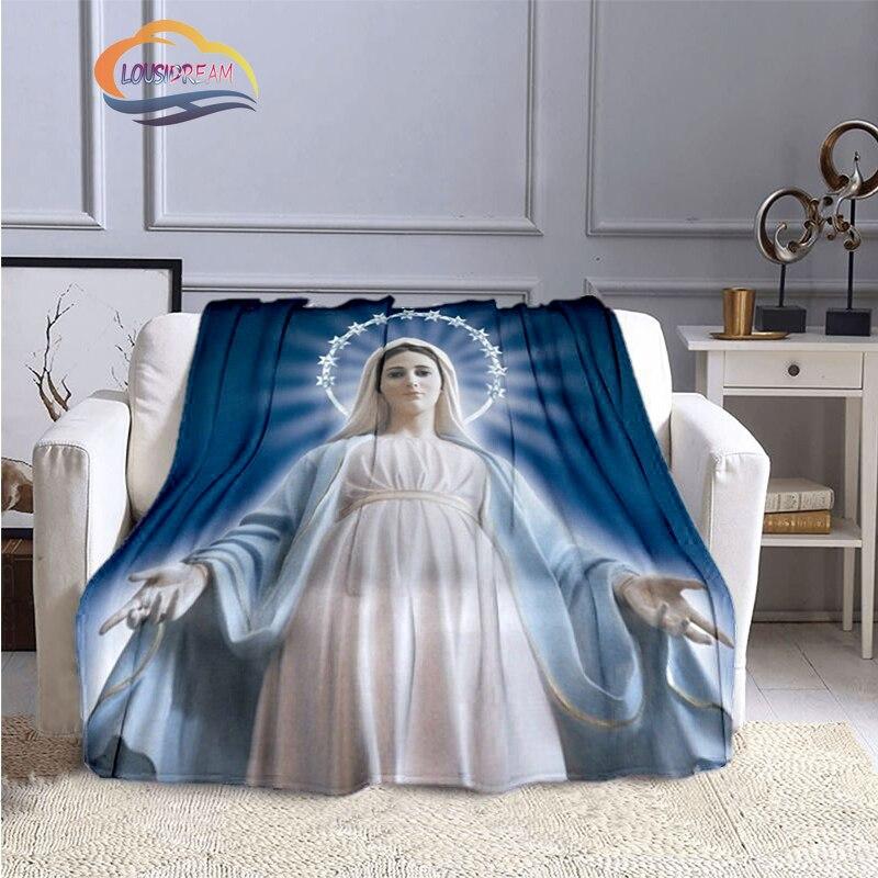 Одеяла с 3D принтом Христа Пресвятой Девы Марии, модные фланелевые кашемировые одеяла, модные религиозные мягкие покрывала, диванные одеяла