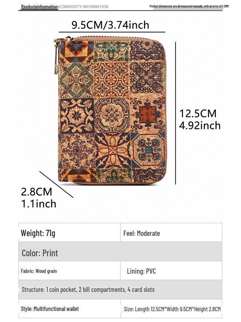 Ретро кошелек в богемном стиле с текстурой дерева: Многофункциональная маленькая женская сумка-картхолдер