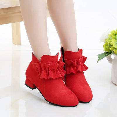 Модные сапоги для девочек, детские сапоги на среднем каблуке, короткие сапоги принцессы с мягкой подошвой