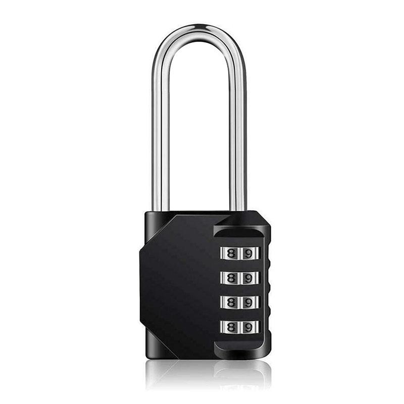 4 Digit Long Shackle Combination Padlock Waterproof Outdoor Password Lock for School Gym Locker Fence Gate