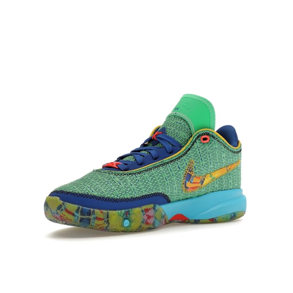Nike LeBron 20 GS Kaleidoscope Kids Sneakers Green Electric-Algae Game-Royal DV3021-300