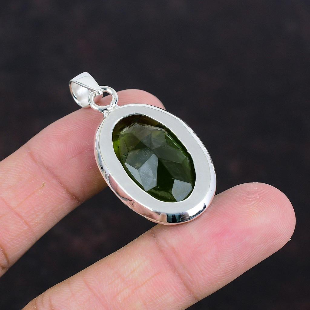 Faceted Peridot Pendant Original Gemstone Pendant Unique Jewelry Handmade Pendant 925 Sterling Silver Pendant Peridot Jewelry Wedding Gifts