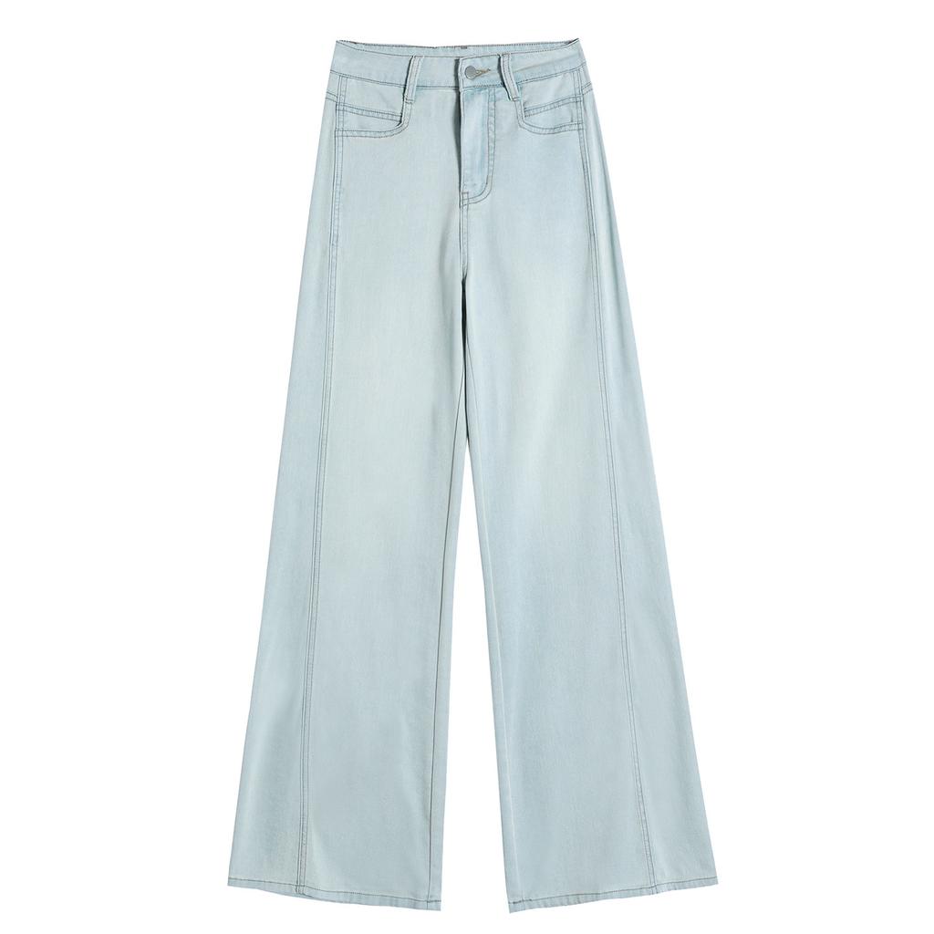Wide-leg Flared Jeans for Women In Summer Single Button Tile Drooping High Waist Loose Drooping Slimming Floor Pants