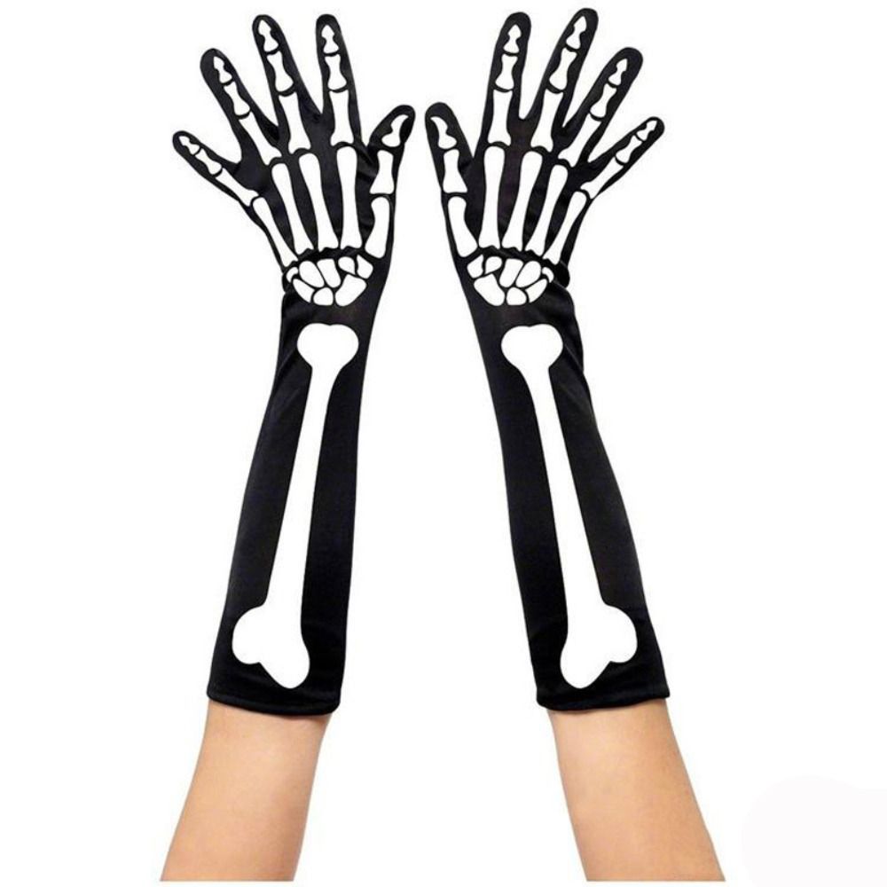 Full Finger Halloween Gloves Polyester Gothic Gloves New Skeleton Long Gloves Unisex