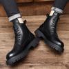Luxury  Genuine Leather Mens Boots  New Thick Bottom All -Match Men Boots Italian Design Men Dress Shoes Motorcycle Shoe