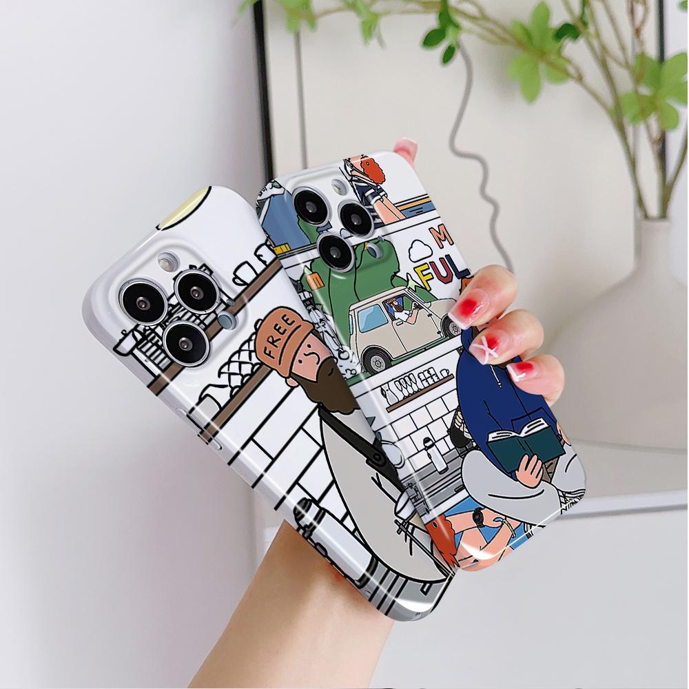 All-inclusive Film Phone Case Cartoon Fashion Design Hard Shell Full Cover Camera Protection Case for iPhone Huawei Honor Vivo Google