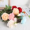 European 3-Head Peony Artificial Flower, Western Rose Design for Home & Wedding Decoration (MW51010)