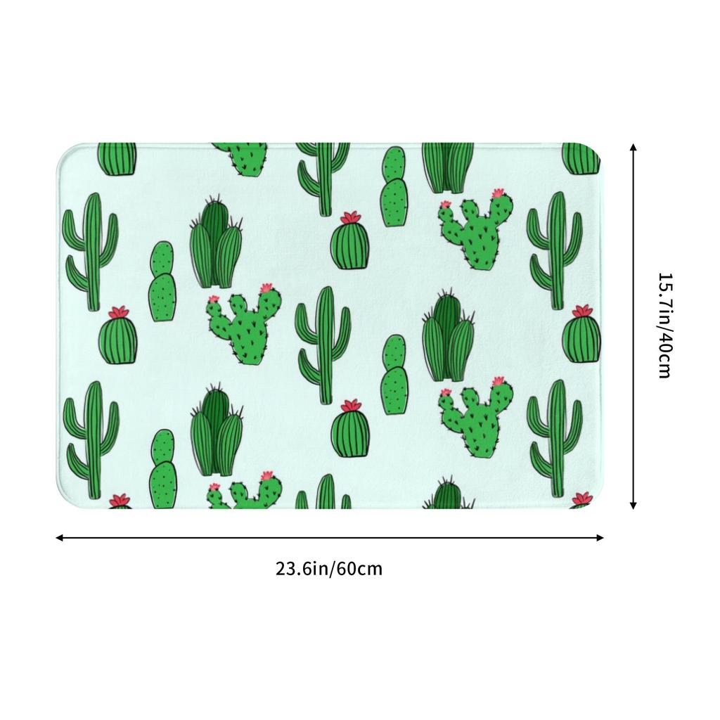 Cute Desert Cactus Succulents Front Door Mat Anti-Slip Outdoor Quick Dry Cacti Plants Doormat Bedroom Entrance Rug Carpet