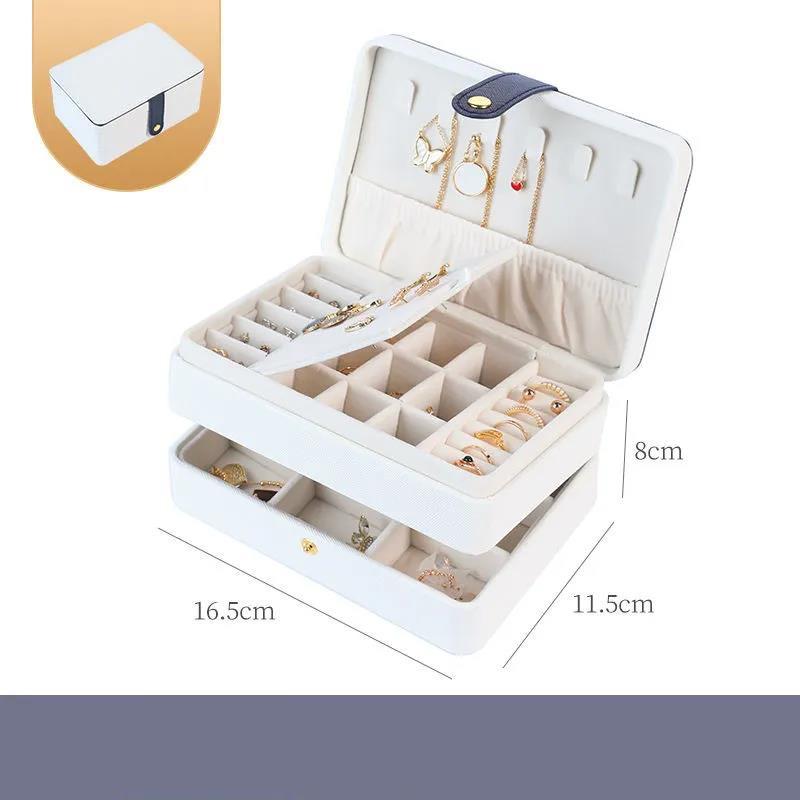 Трехслойная шкатулка для хранения ювелирных изделий, вместительная шкатулка для хранения ювелирных изделий с ящиком для сережек-гвоздиков