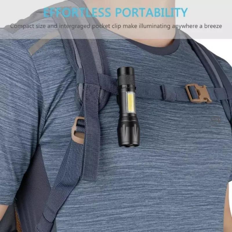 Встроенный аккумулятор Зум Фокус Мини Светодиодный Фонарик Лампа Фонарь 2000 Люмен Регулируемый Уличный Светодиодный маленький фонарик с боковым светом