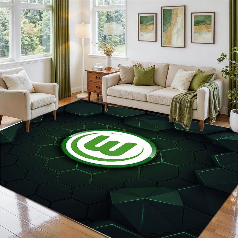 VfL Wolfsburg FC Design Crystal Velvet Rug Soft Decorative Mat for Bedroom Entrance