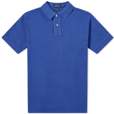 Polo Logo Вышитый Прямой Покрой Рубашка Поло С Коротким Рукавом Мужские Топы Темно-Синий 710680784-215