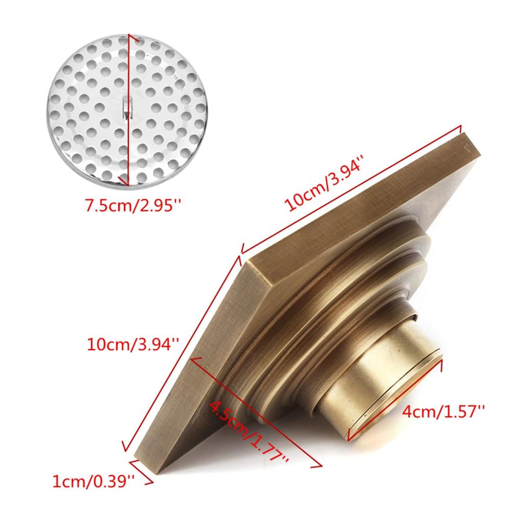 Square Antique Brass Floor Drain Bathroom Shower Insert Stopper Grates Waste Kitchen Floor Drain