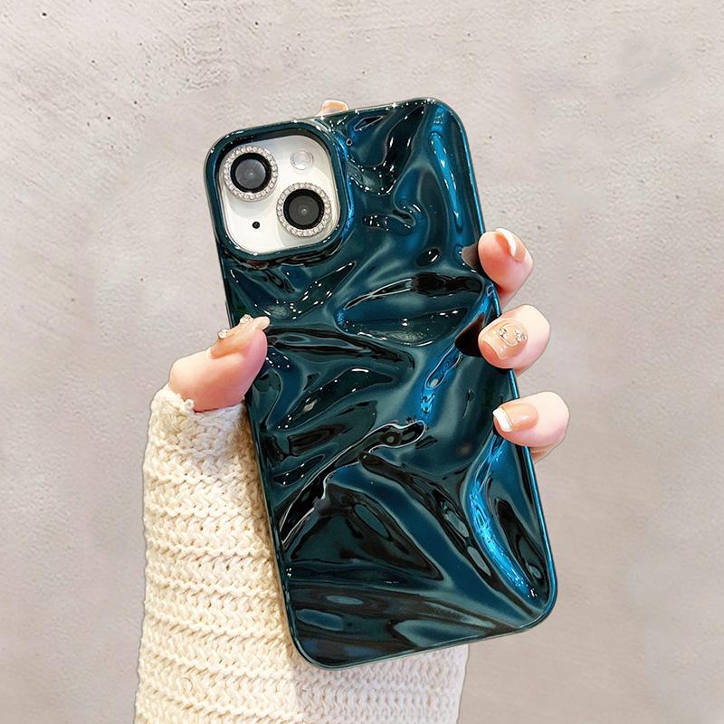 Модный Чехол для Телефона с Покрытием, Зеленый, Складной, Мятый, Для iPhone 17 Air 16 15 13 11 12 14 Pro Max, Мягкая Силиконовая Крышка